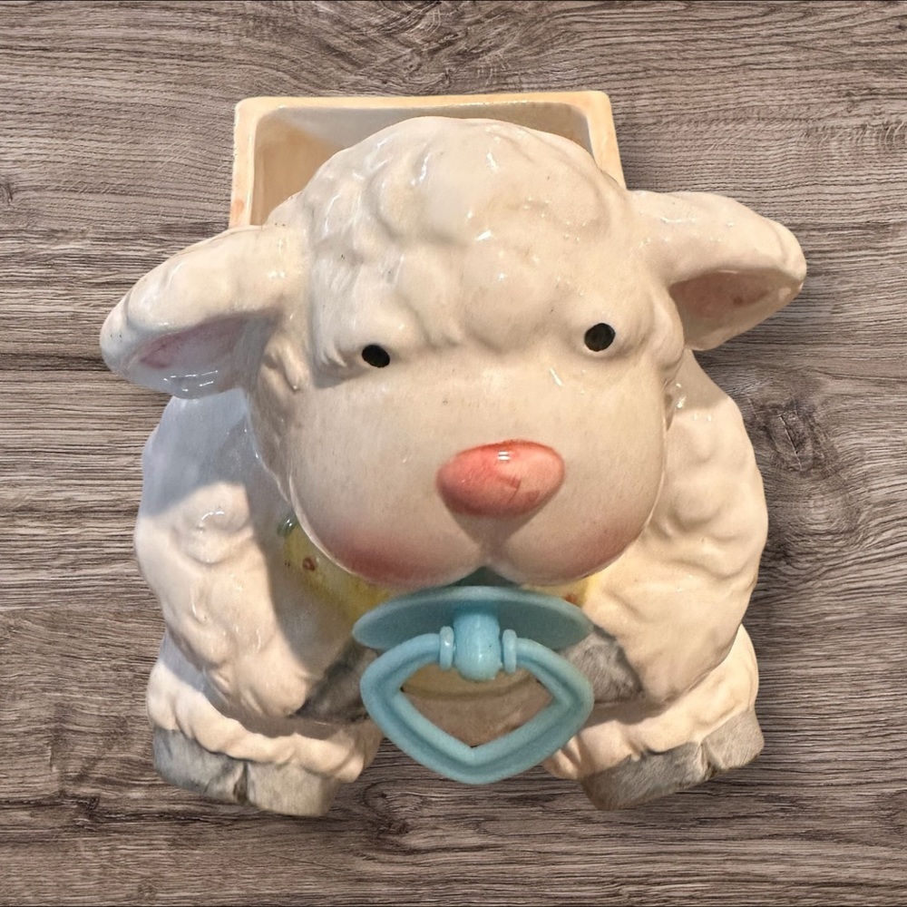 Vintage Napco Lamb Planter Vase Nursery Baby
